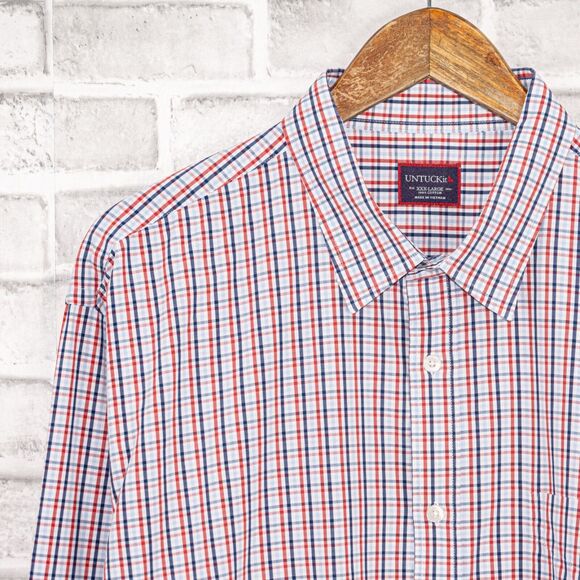 UNTUCKit Men's Button up Shirt in Blue Red check Cotton size 3XL - Picture 5 of 5